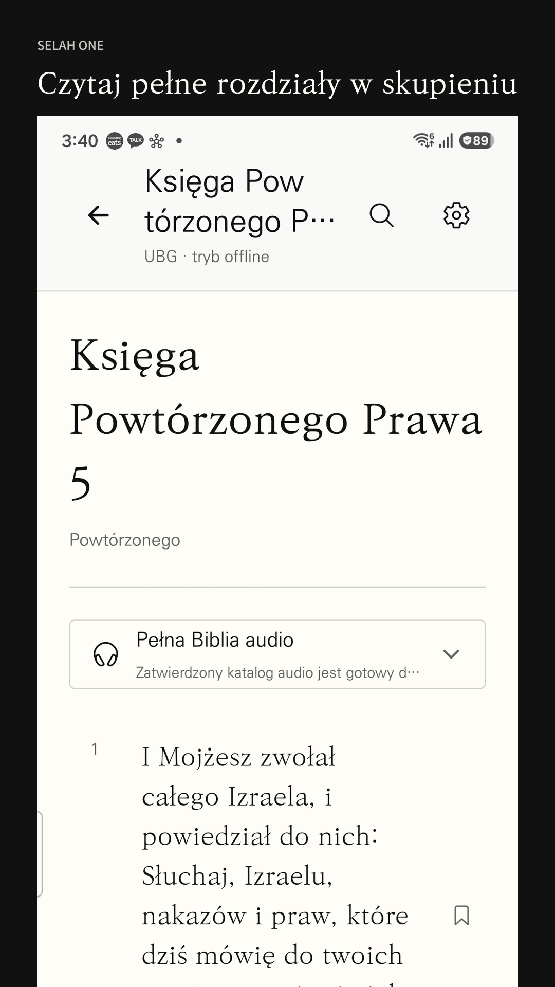 Wybór rozdziału i wyszukiwanie w Biblii