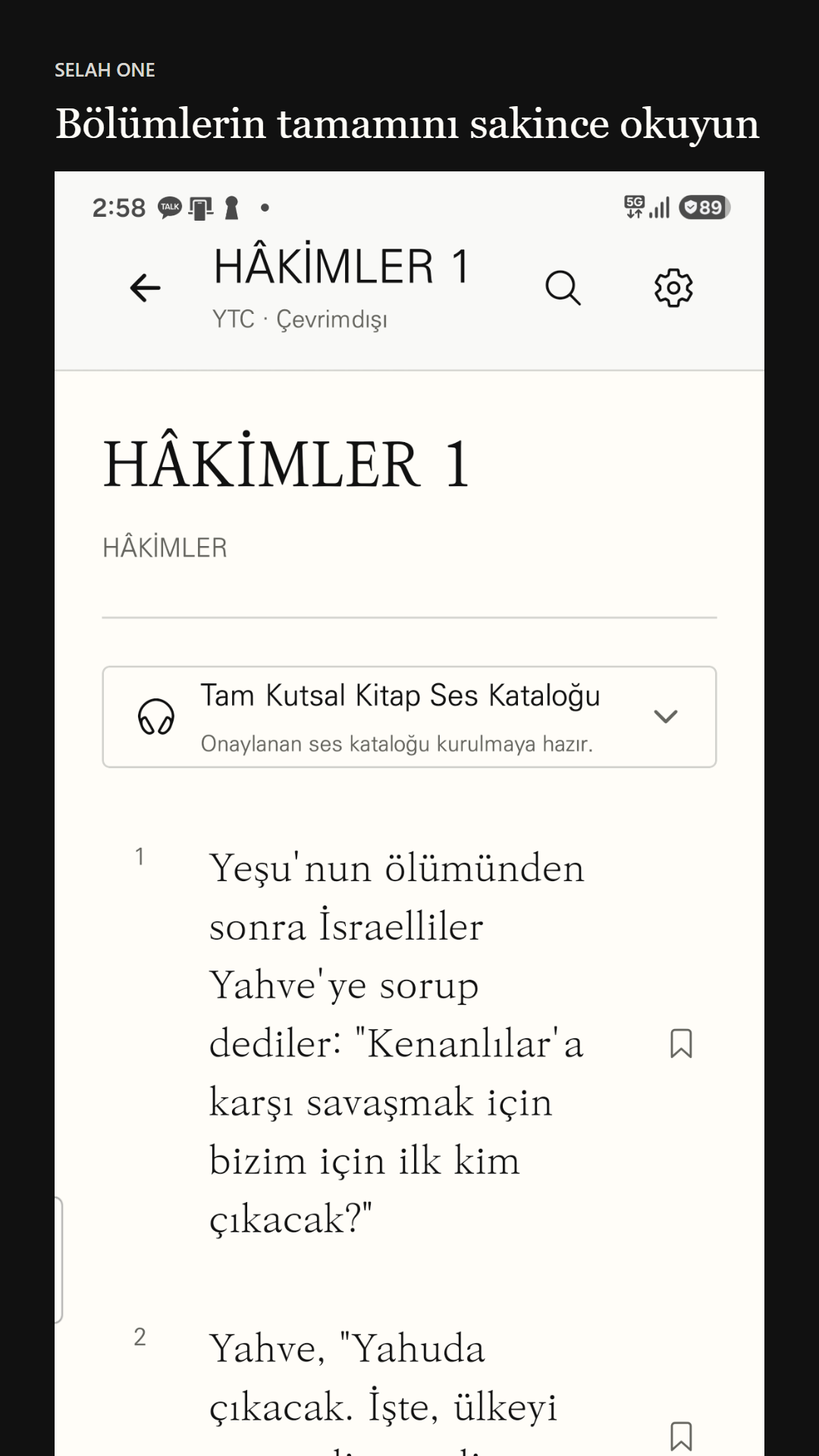 Bölüm seçici ve Kutsal Kitap araması